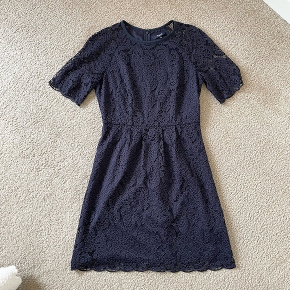 🎃Madewell Magnolia Navy Blue Lace Sheath Dress Size 4 - Picture 10 of 15